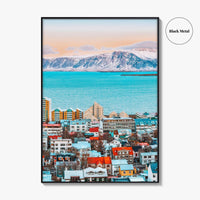 Reykjavik Skyline Fine Art Photo Print, Iceland Photo Poster, Downtown, Aerial Panorama, Mountains
