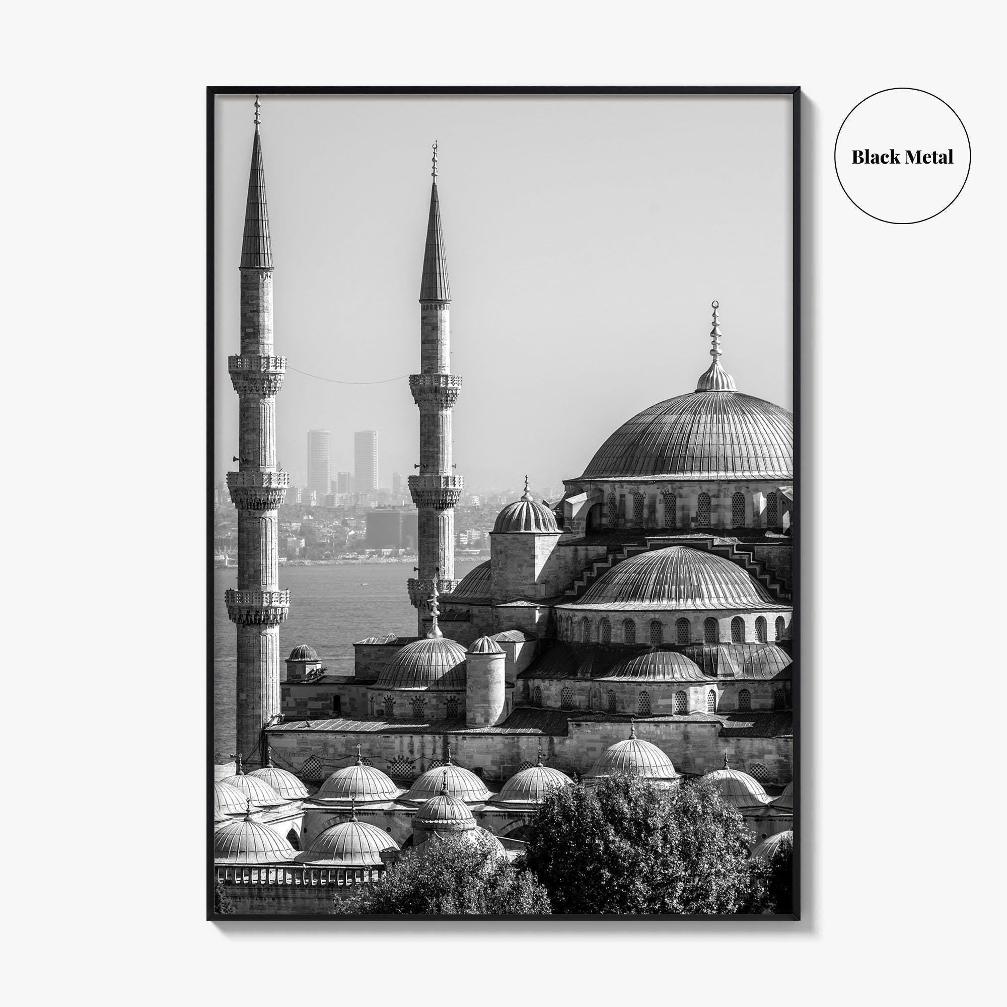 Istanbul Skyline Black and White Fine Art Photo Print, Blue Mosque, Bosphorus, Turkey Poster