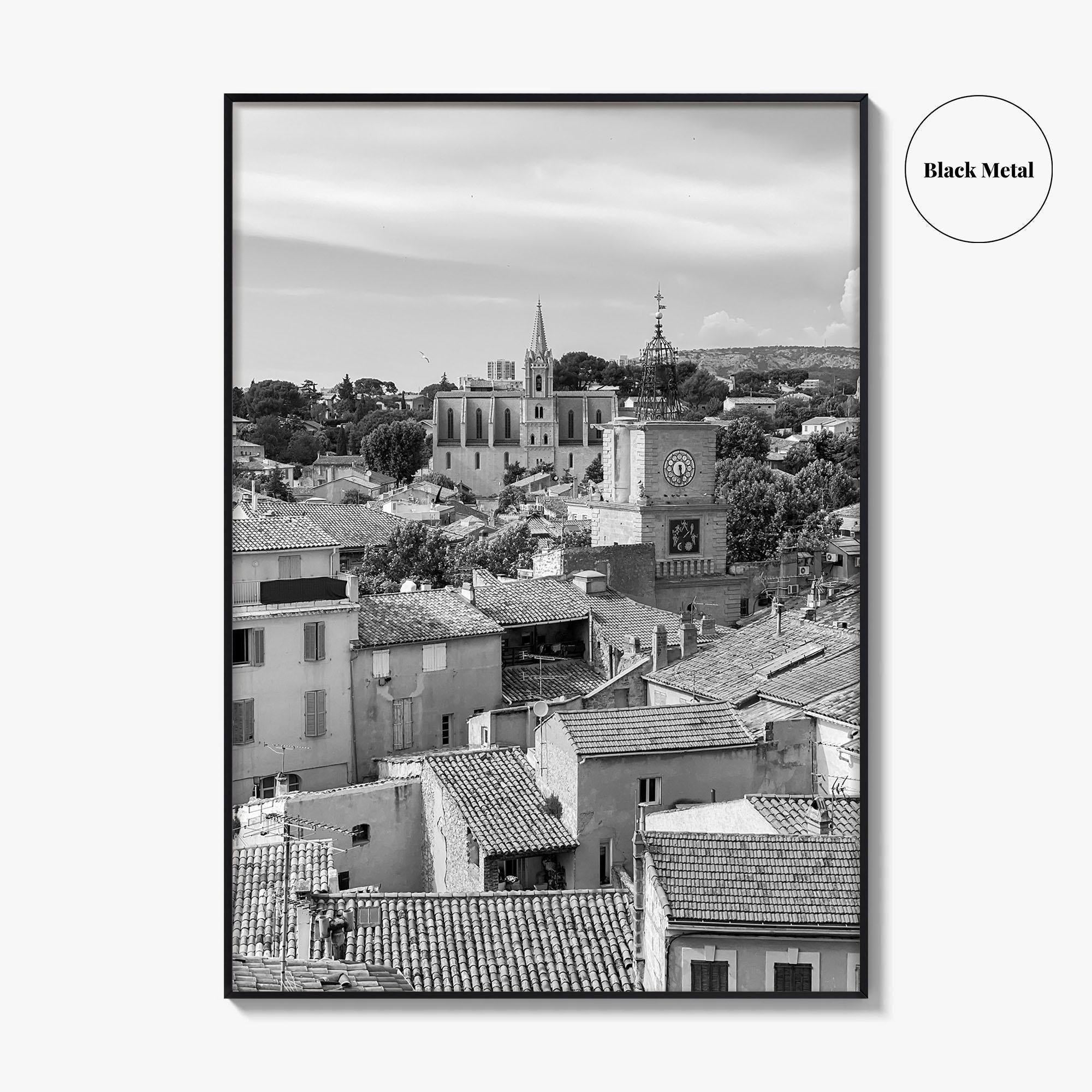 Salon de Provence Black and White Fine Art Photo Print, Tour de l'Horloge Poster
