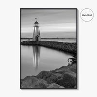 Oklahoma City Black and White Fine Art Photo Print, Lake Hefner Lighthouse, Oklahoma Poster