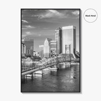 Jacksonville Skyline Black and White Fine Art Photo Print, Downtown, Florida Poster