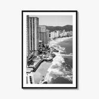 Acapulco Black and White Fine Art Photo Print, Bay Beach Ocean, Guerrero Mexico Poster