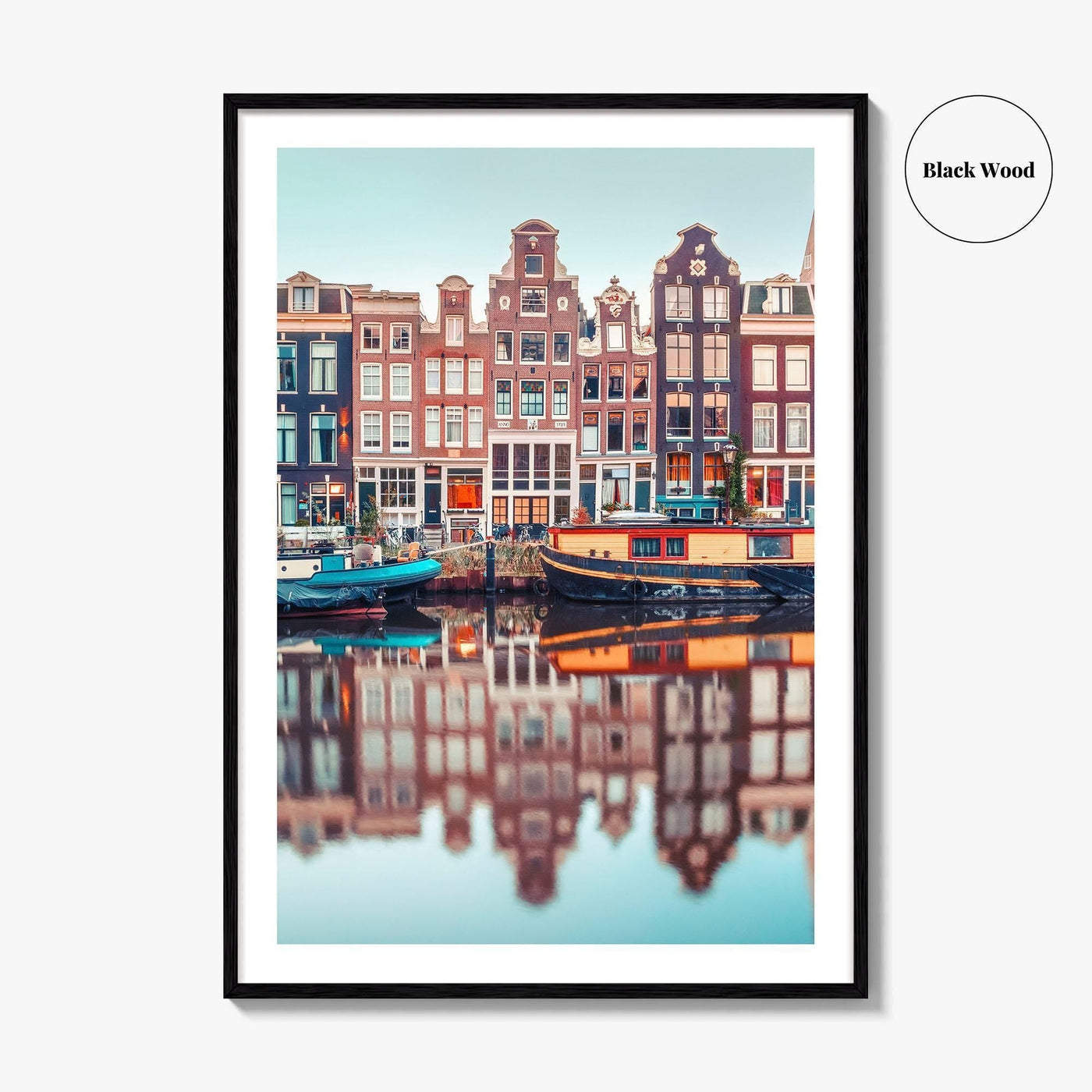 Amsterdam Fine Art Photo Print, Singel Canal, Netherlands Dutch Houses Houseboats Poster