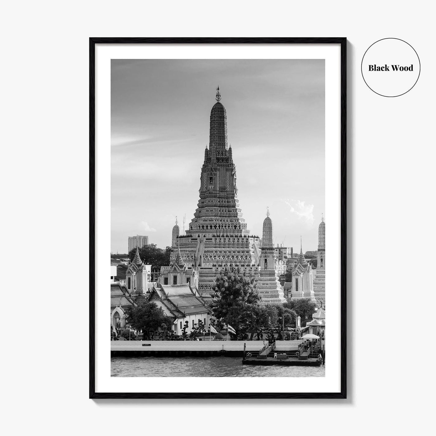 Bangkok Black and White Fine Art Photo Print, Wat Arun Temple Poster, Thailand Poster