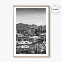 Asheville Skyline Black and White Fine Art Photo Print, Poster, North Carolina USA