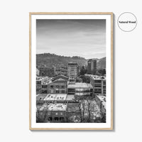 Asheville Skyline Black and White Fine Art Photo Print, Poster, North Carolina USA