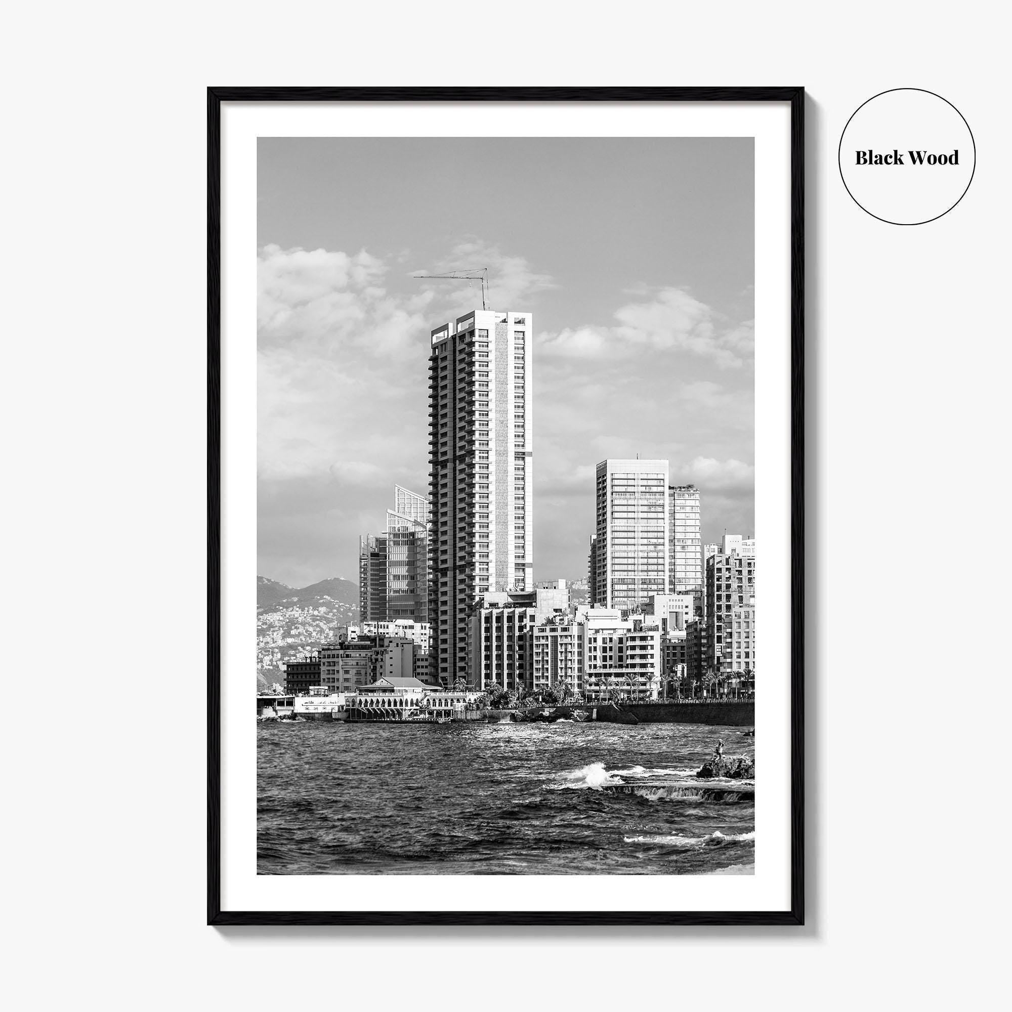 Beirut Black and White Fine Art Photo Print, The Corniche, Lebanon Wall Decor Poster