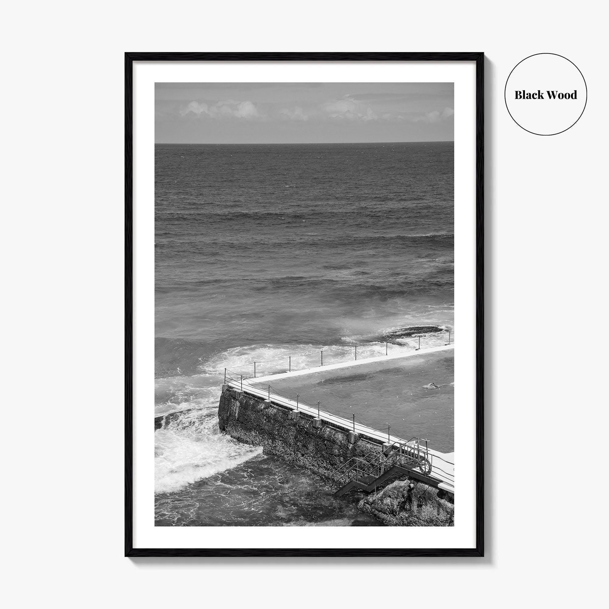 Bondi Beach Black and White Fine Art Photo Print, Icebergs Sydney Australia Poster