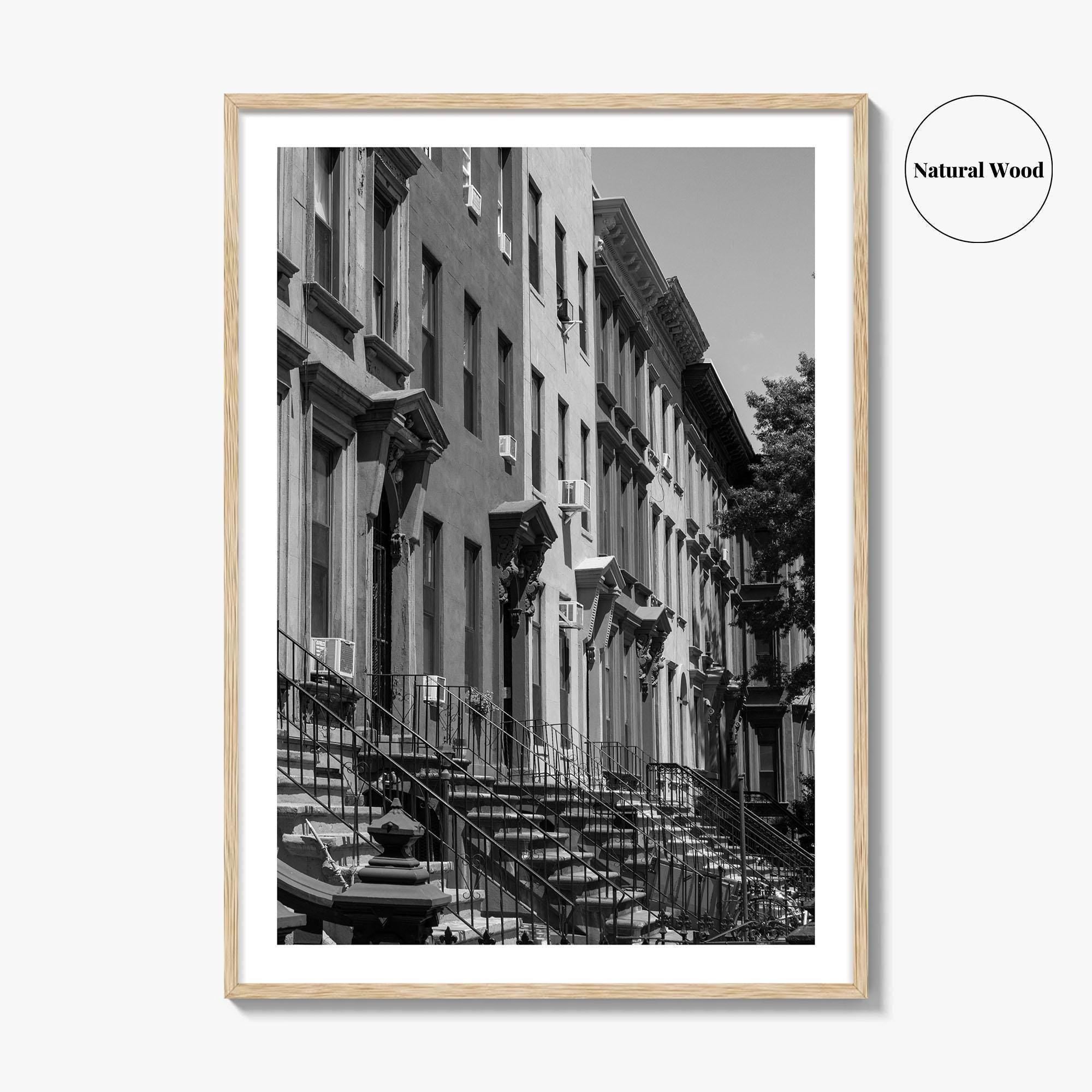 Bedford-Stuyvesant Black and White Fine Art Photo Print, Brooklyn NYC Brownstone Staircases, New York