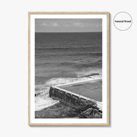 Bondi Beach Black and White Fine Art Photo Print, Icebergs Sydney Australia Poster