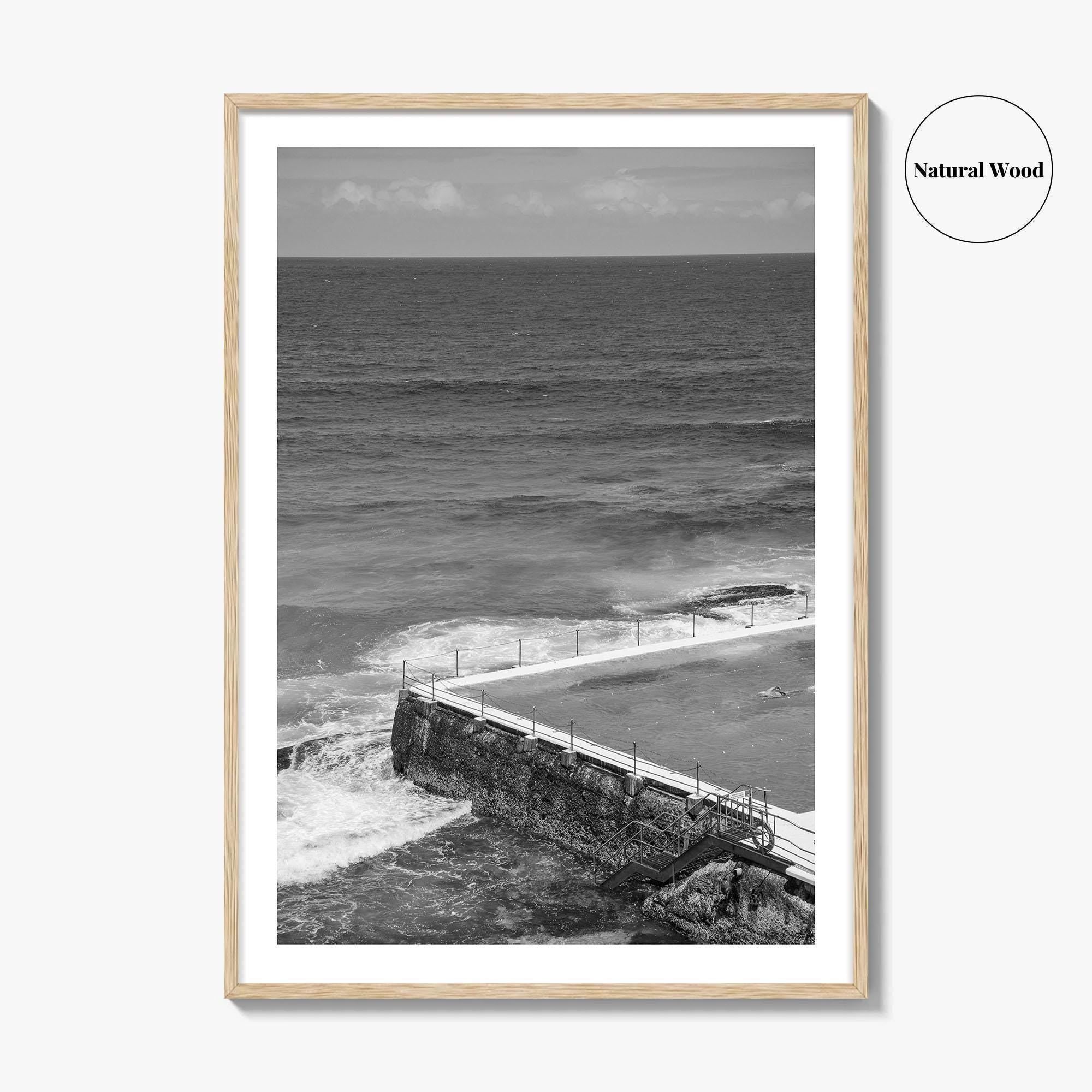 Bondi Beach Black and White Fine Art Photo Print, Icebergs Sydney Australia Poster