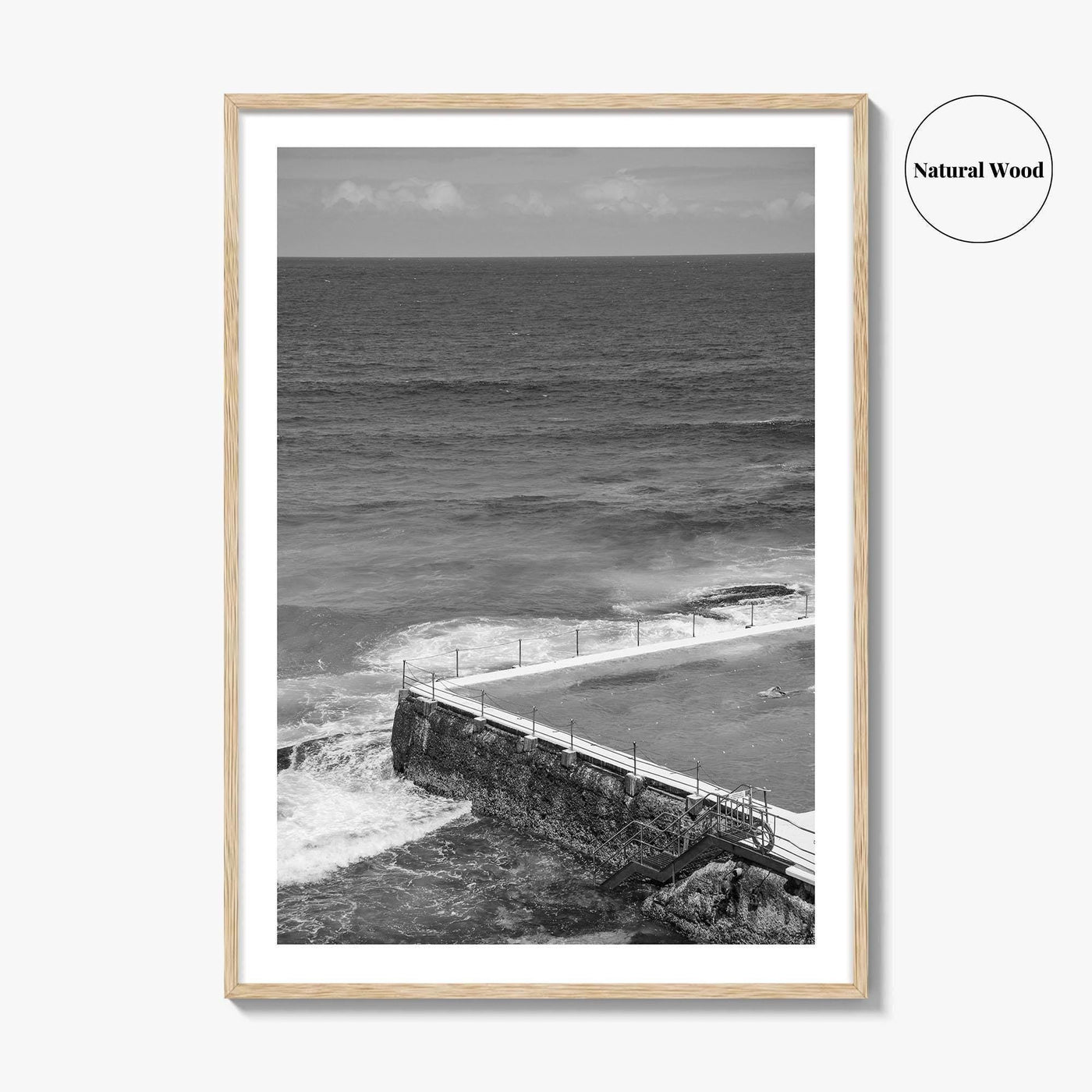 Bondi Beach Black and White Fine Art Photo Print, Icebergs Sydney Australia Poster