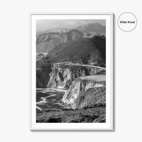 Big Sur Black and White Fine Art Photo Print, Bixby Bridge, Highway 1 Poster