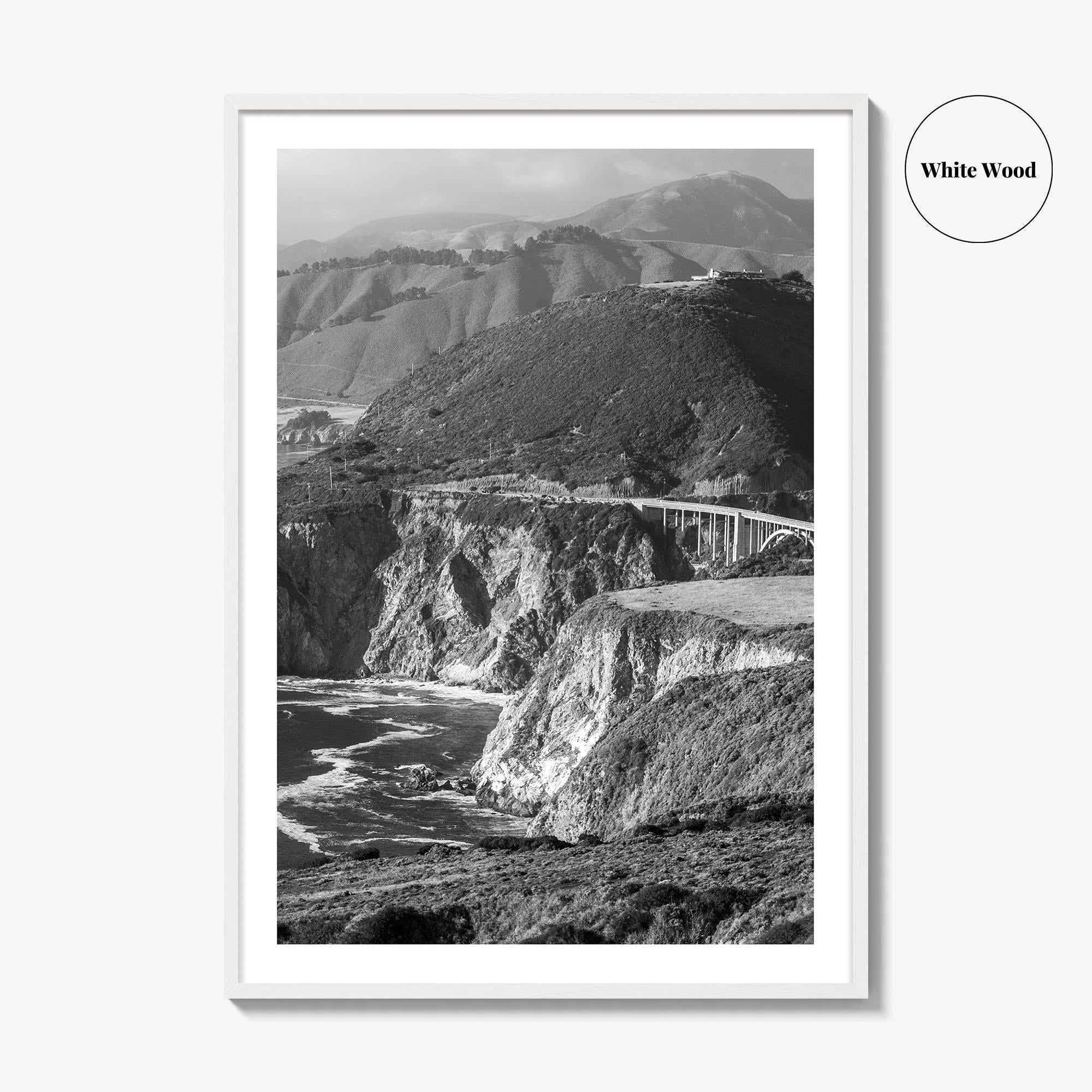 Big Sur Black and White Fine Art Photo Print, Bixby Bridge, Highway 1 Poster