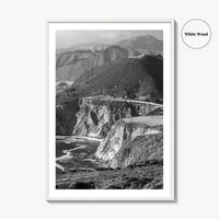 Big Sur Black and White Fine Art Photo Print, Bixby Bridge, Highway 1 Poster