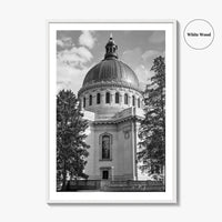 Annapolis Black and White Fine Art Photo Print, Naval Academy Chapel, Maryland, Wall Poster