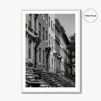Bedford-Stuyvesant Black and White Fine Art Photo Print, Brooklyn NYC Brownstone Staircases, New York