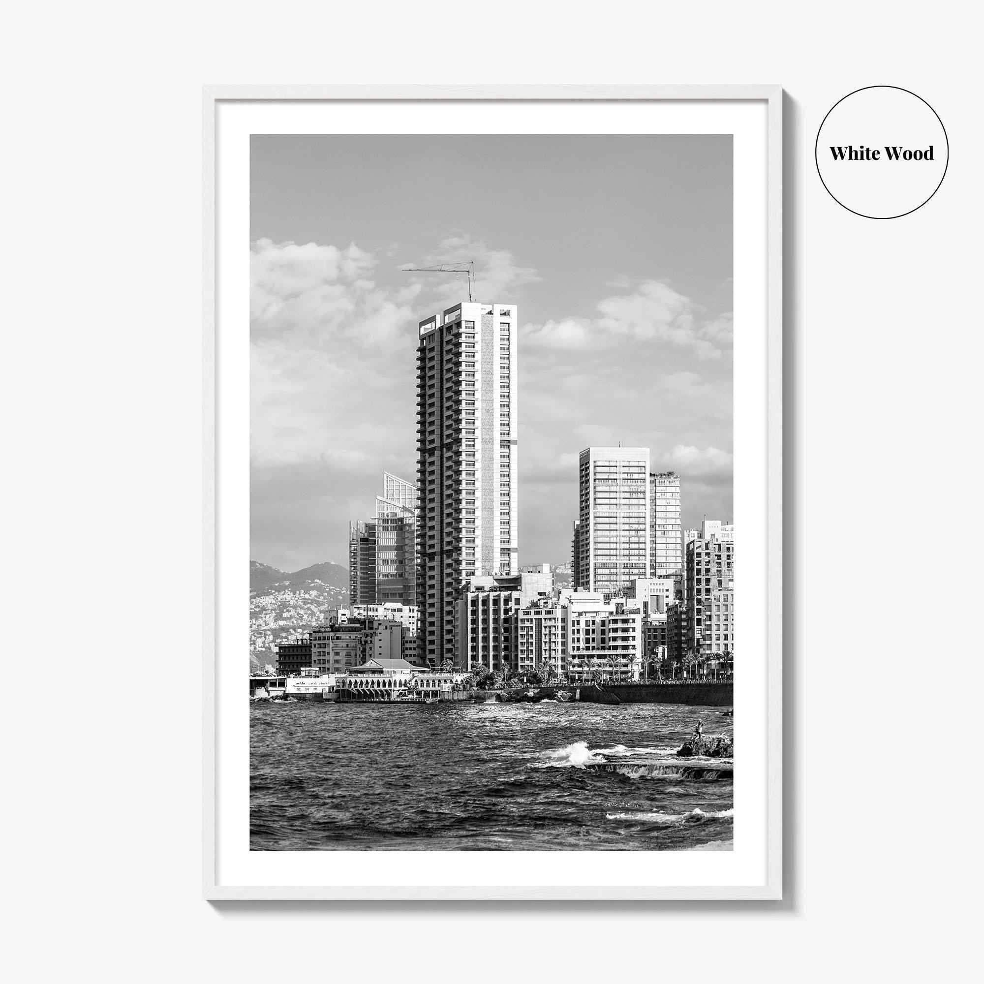 Beirut Black and White Fine Art Photo Print, The Corniche, Lebanon Wall Decor Poster