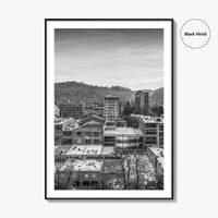 Asheville Skyline Black and White Fine Art Photo Print, Poster, North Carolina USA