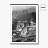 Big Sur Black and White Fine Art Photo Print, Bixby Bridge, Highway 1 Poster