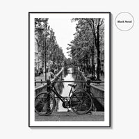 Amsterdam Black and White Fine Art Photo Print, Netherlands Wall Poster, Canal Bicycle Bridge