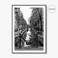 Amsterdam Black and White Fine Art Photo Print, Netherlands Wall Poster, Canal Bicycle Bridge
