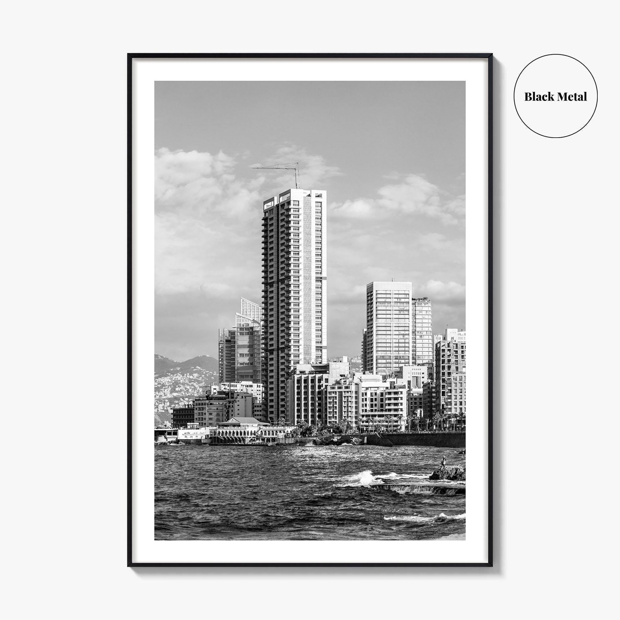 Beirut Black and White Fine Art Photo Print, The Corniche, Lebanon Wall Decor Poster