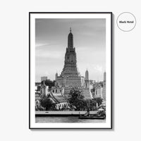 Bangkok Black and White Fine Art Photo Print, Wat Arun Temple Poster, Thailand Poster
