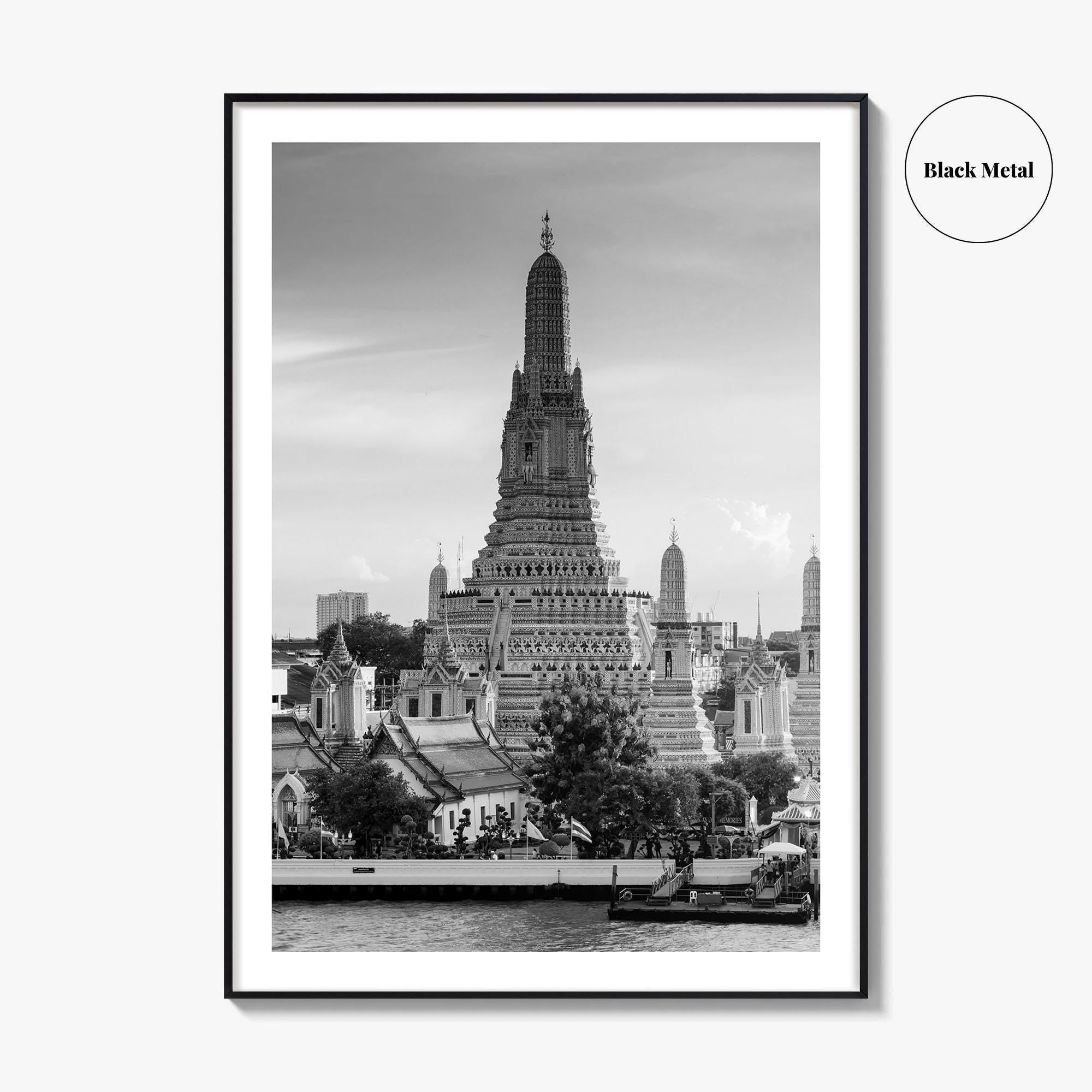 Bangkok Black and White Fine Art Photo Print, Wat Arun Temple Poster, Thailand Poster