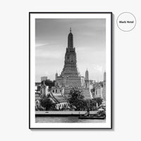 Bangkok Black and White Fine Art Photo Print, Wat Arun Temple Poster, Thailand Poster
