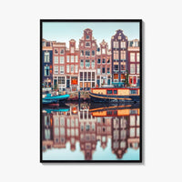 Amsterdam Fine Art Photo Print, Singel Canal, Netherlands Dutch Houses Houseboats Poster