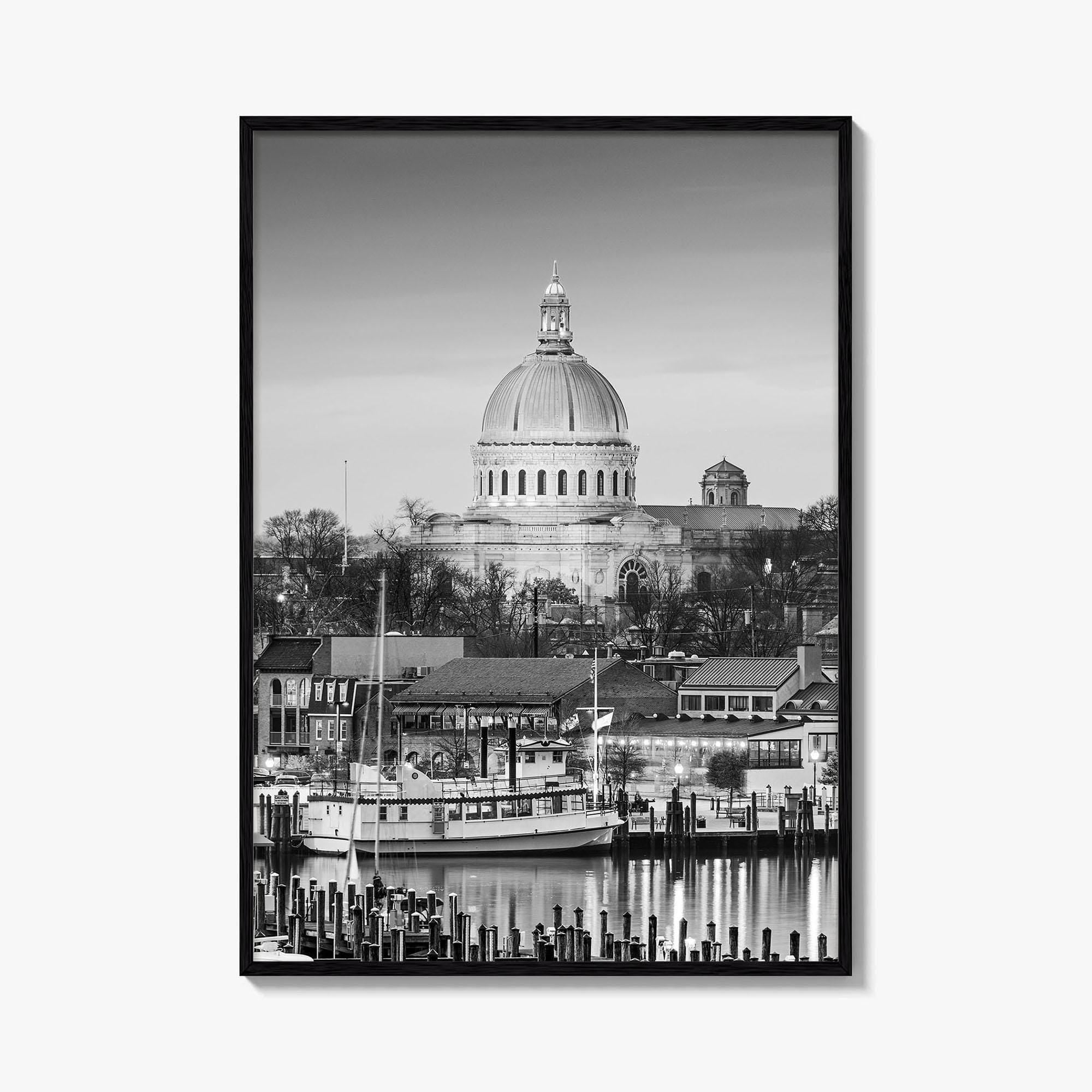 Annapolis Skyline Black and White Fine Art Photo Print, Maryland, Chesapeake Bay Poster