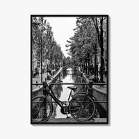 Amsterdam Black and White Fine Art Photo Print, Netherlands Wall Poster, Canal Bicycle Bridge