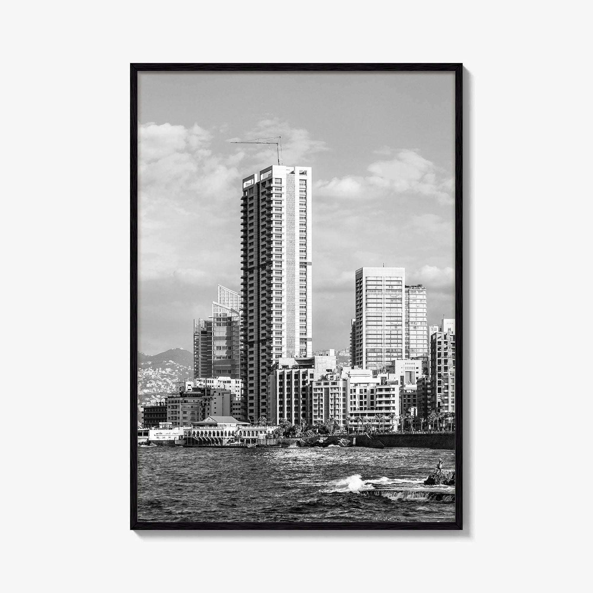 Beirut Black and White Fine Art Photo Print, The Corniche, Lebanon Wall Decor Poster