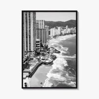 Acapulco Black and White Fine Art Photo Print, Bay Beach Ocean, Guerrero Mexico Poster