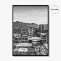 Asheville Skyline Black and White Fine Art Photo Print, Poster, North Carolina USA