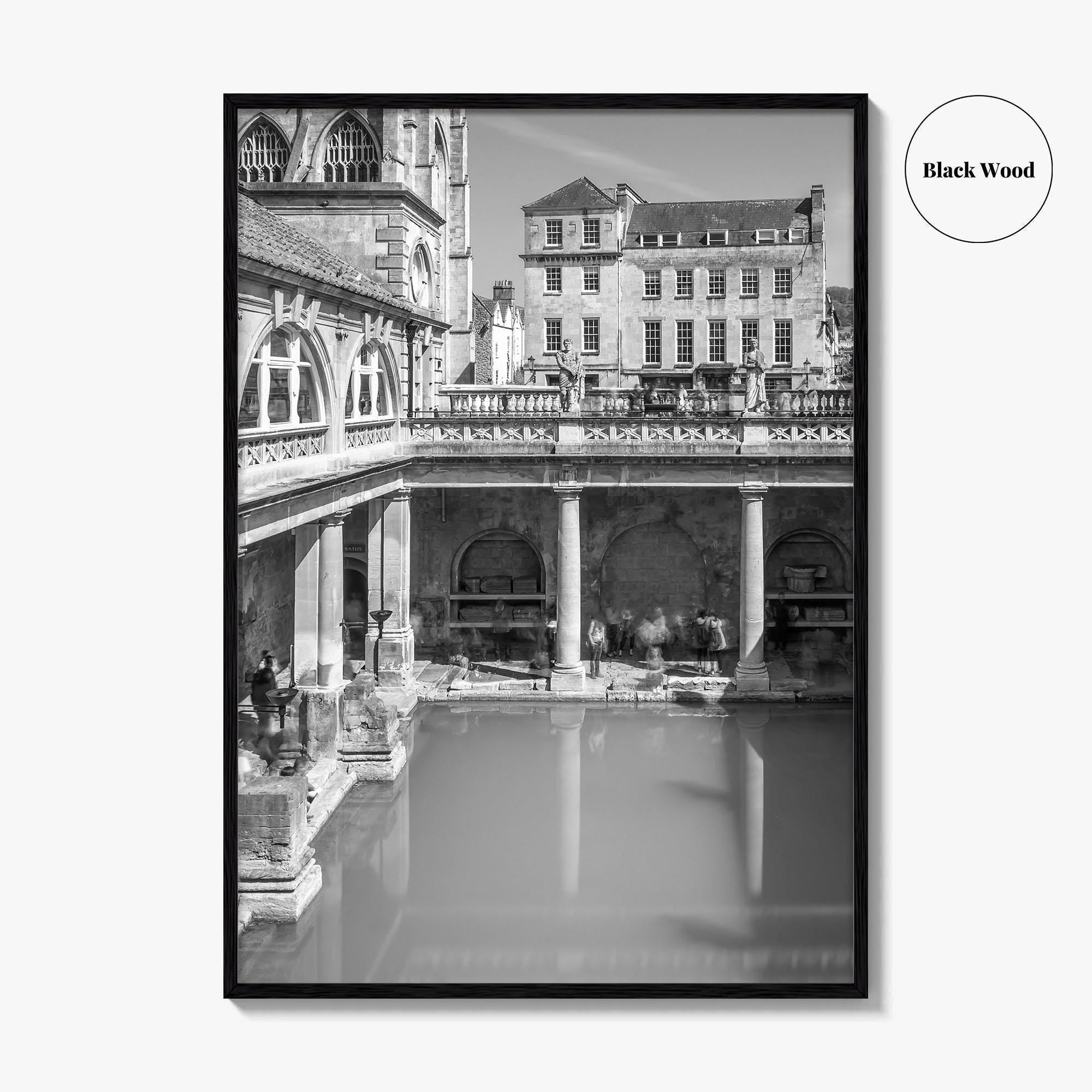 Bath Black and White Fine Art Photo Print, Roman Baths Somerset England Poster