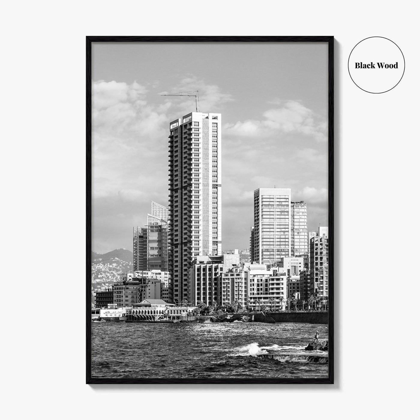 Beirut Black and White Fine Art Photo Print, The Corniche, Lebanon Wall Decor Poster