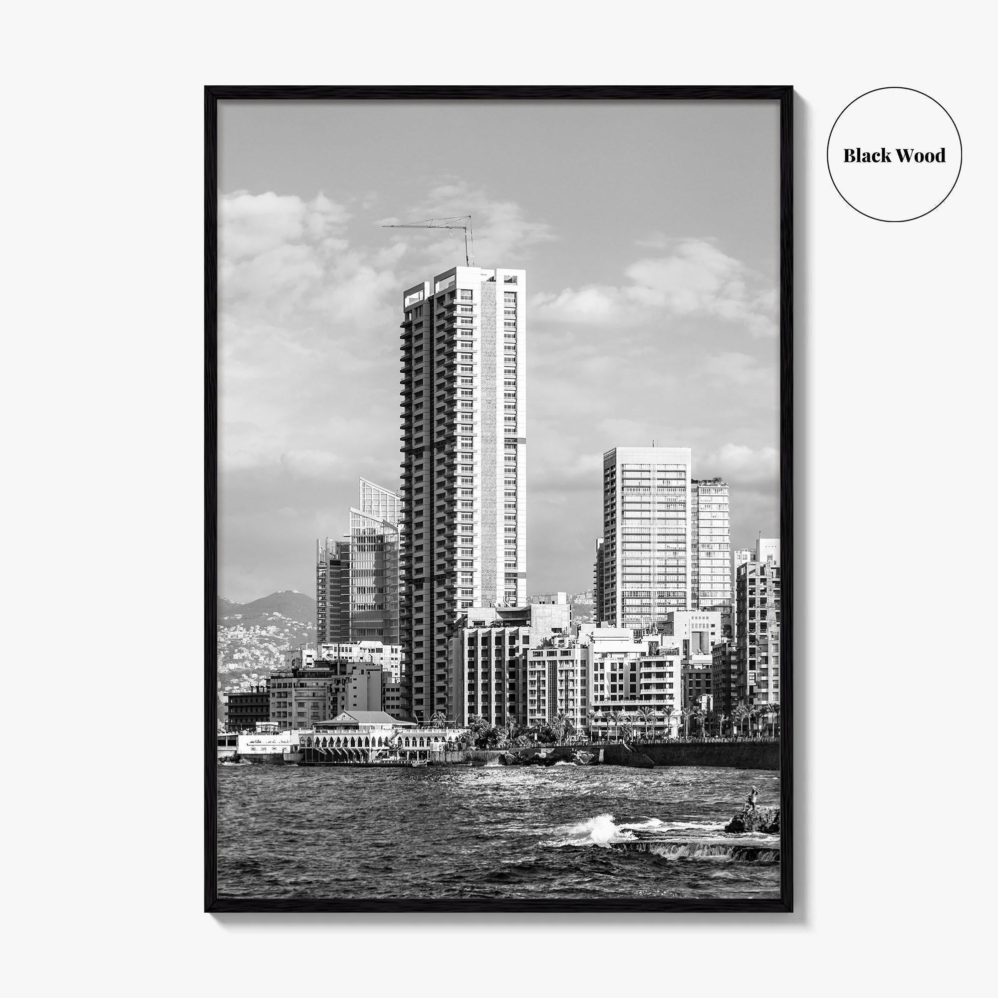 Beirut Black and White Fine Art Photo Print, The Corniche, Lebanon Wall Decor Poster