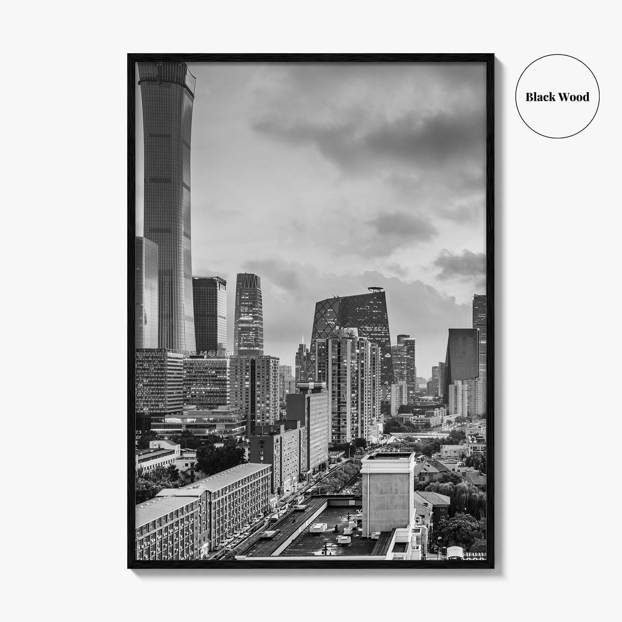 Beijing Black and White Fine Art Photo Print, CBD, Central Business District, China Poster