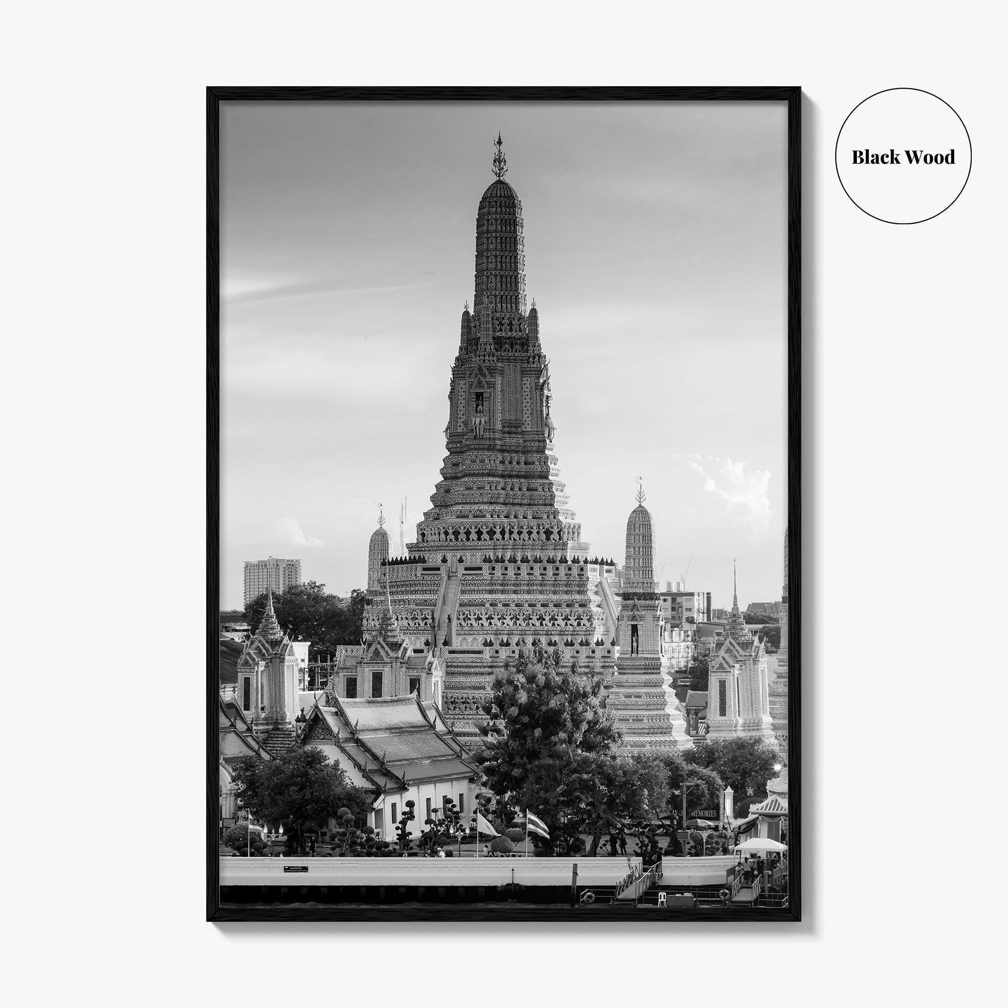Bangkok Black and White Fine Art Photo Print, Wat Arun Temple Poster, Thailand Poster