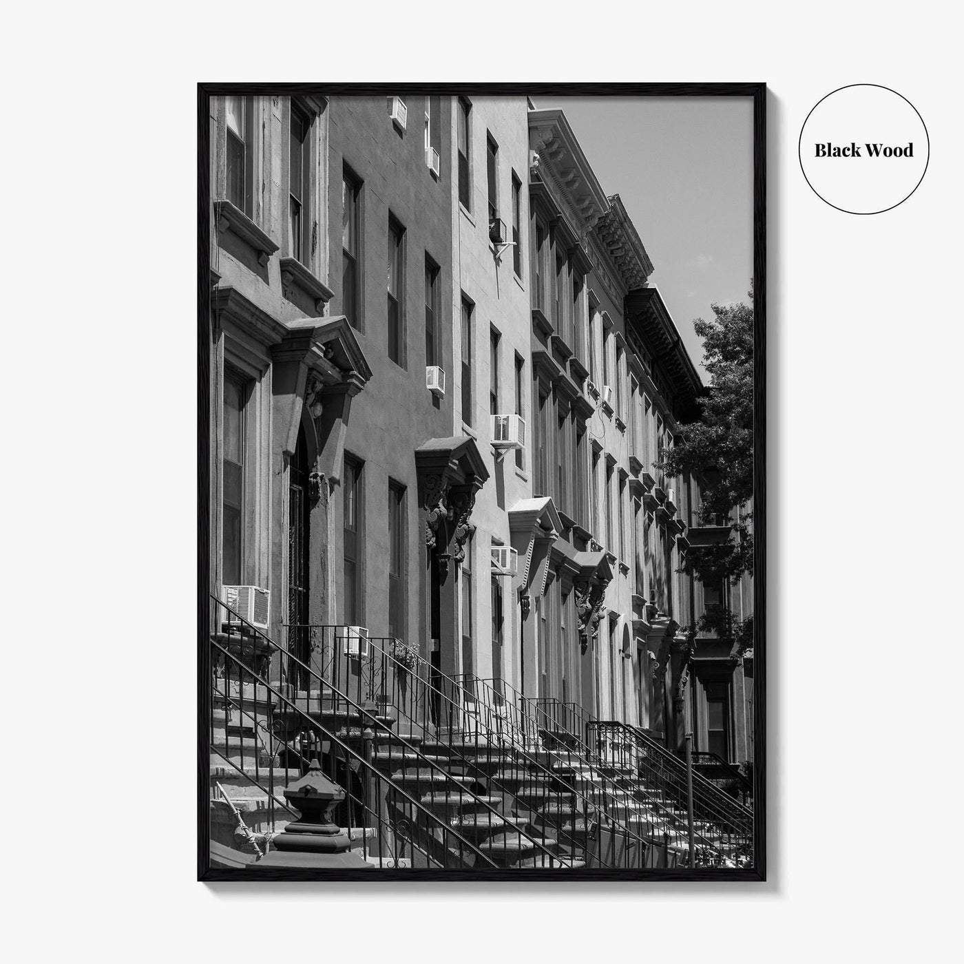 Bedford-Stuyvesant Black and White Fine Art Photo Print, Brooklyn NYC Brownstone Staircases, New York