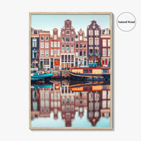 Amsterdam Fine Art Photo Print, Singel Canal, Netherlands Dutch Houses Houseboats Poster