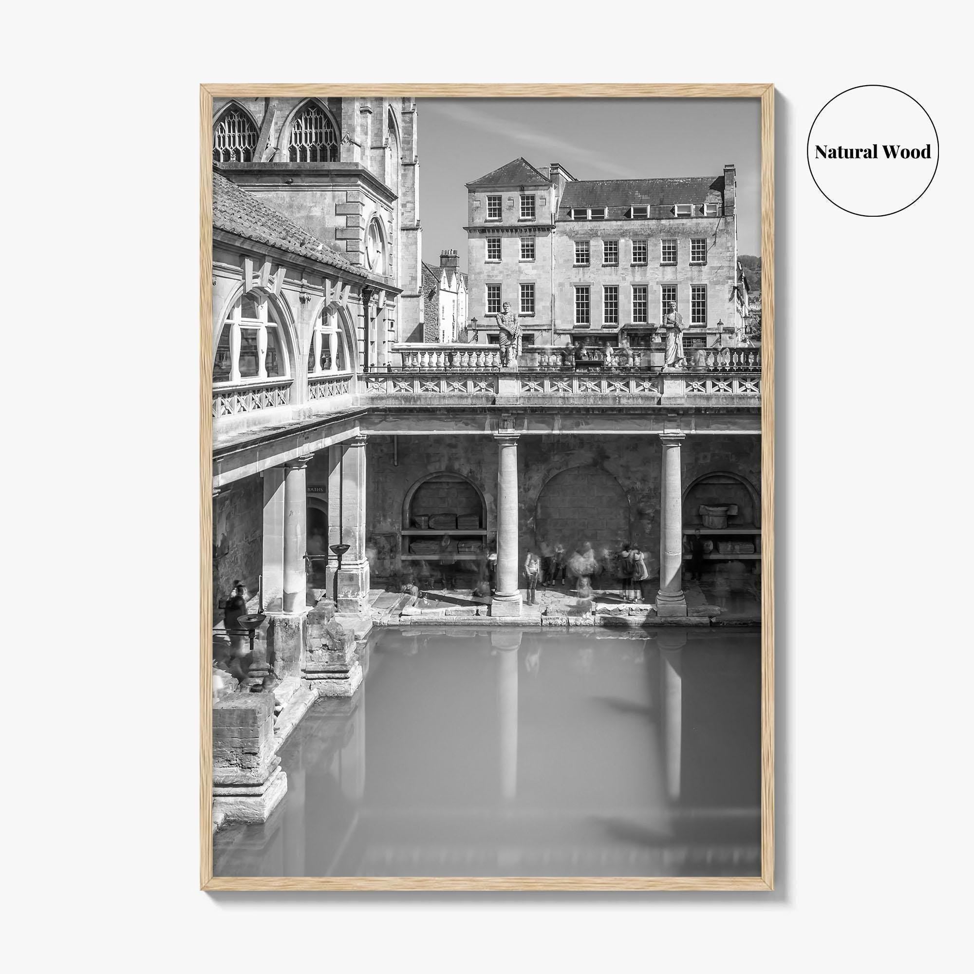 Bath Black and White Fine Art Photo Print, Roman Baths Somerset England Poster