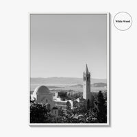 Berkeley Black and White Fine Art Photo Print, Sather Tower, Campanile, California, Wall Decor