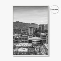 Asheville Skyline Black and White Fine Art Photo Print, Poster, North Carolina USA
