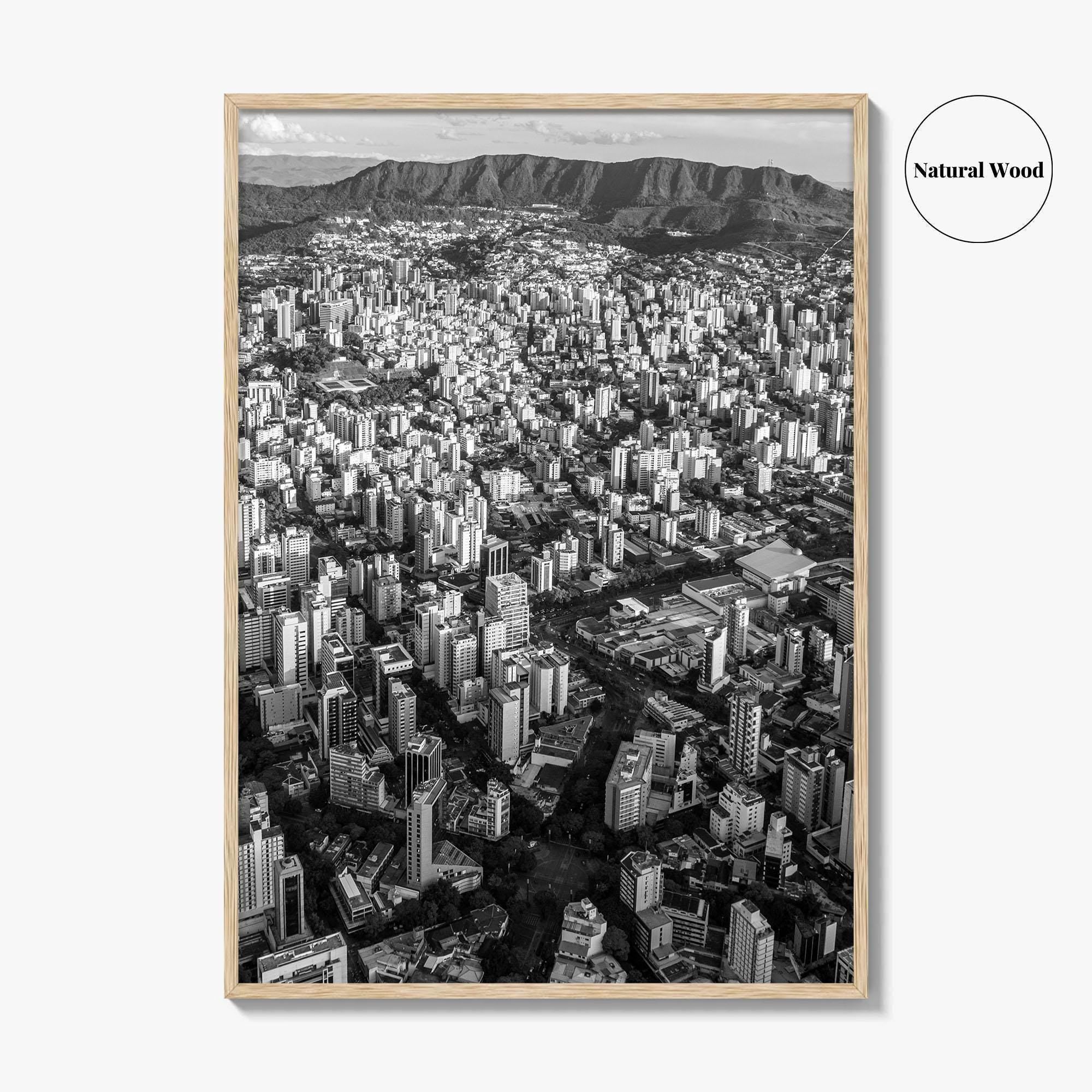 Belo Horizonte Skyline Black and White Fine Art Photo Print, Minas Gerais, Brazil, Poster