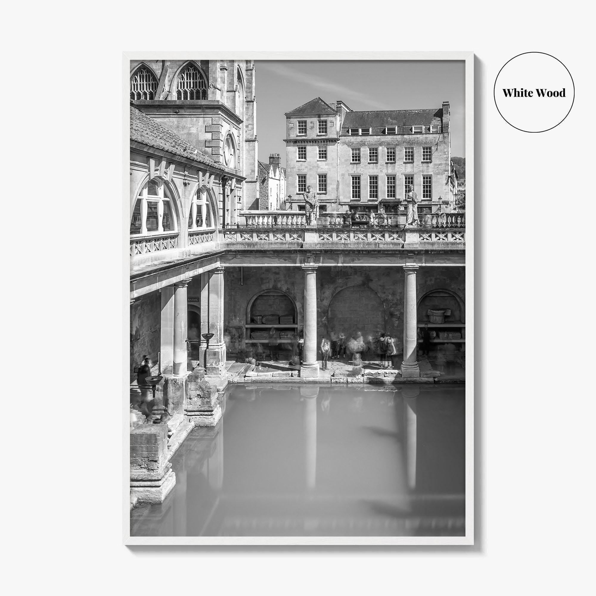 Bath Black and White Fine Art Photo Print, Roman Baths Somerset England Poster