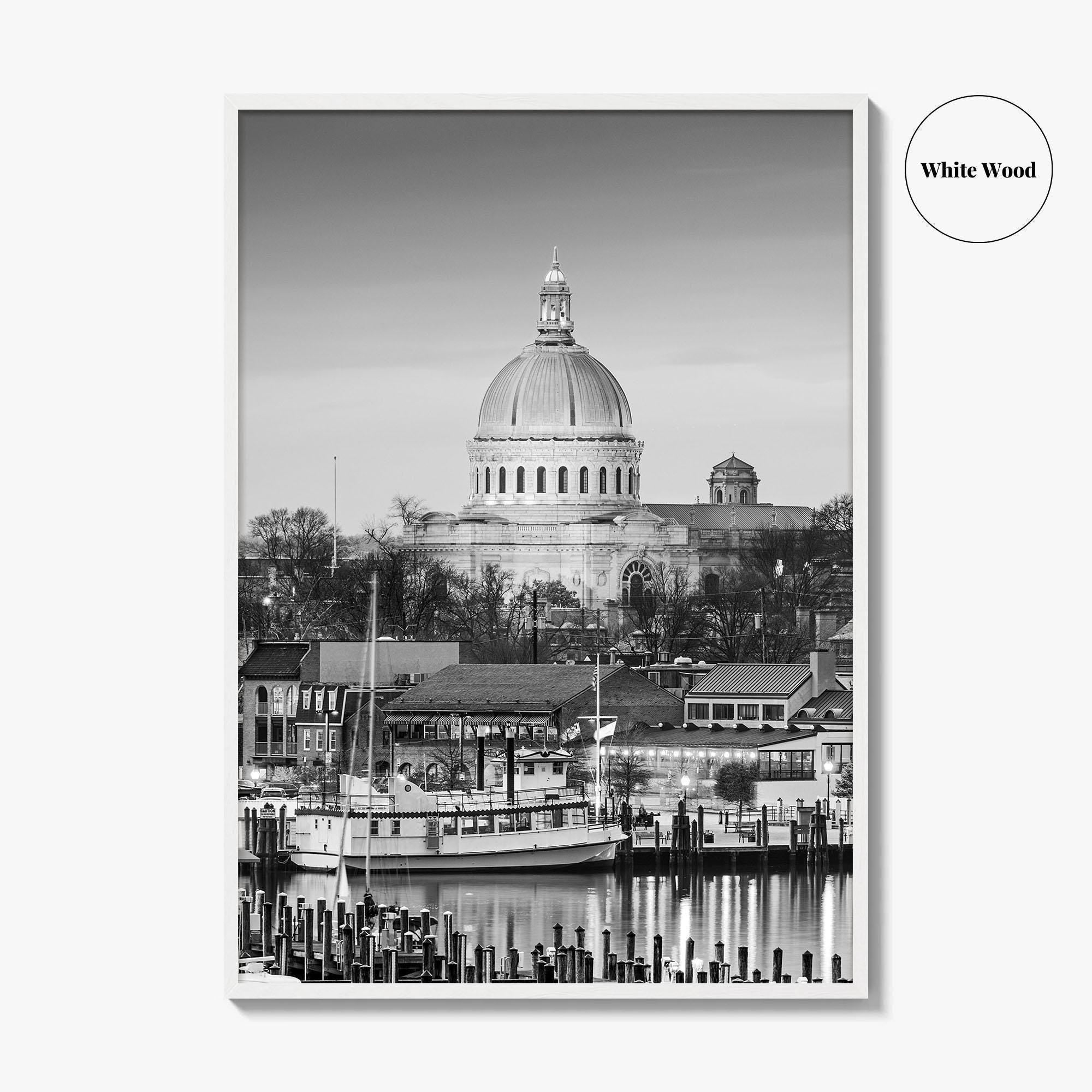 Annapolis Skyline Black and White Fine Art Photo Print, Maryland, Chesapeake Bay Poster