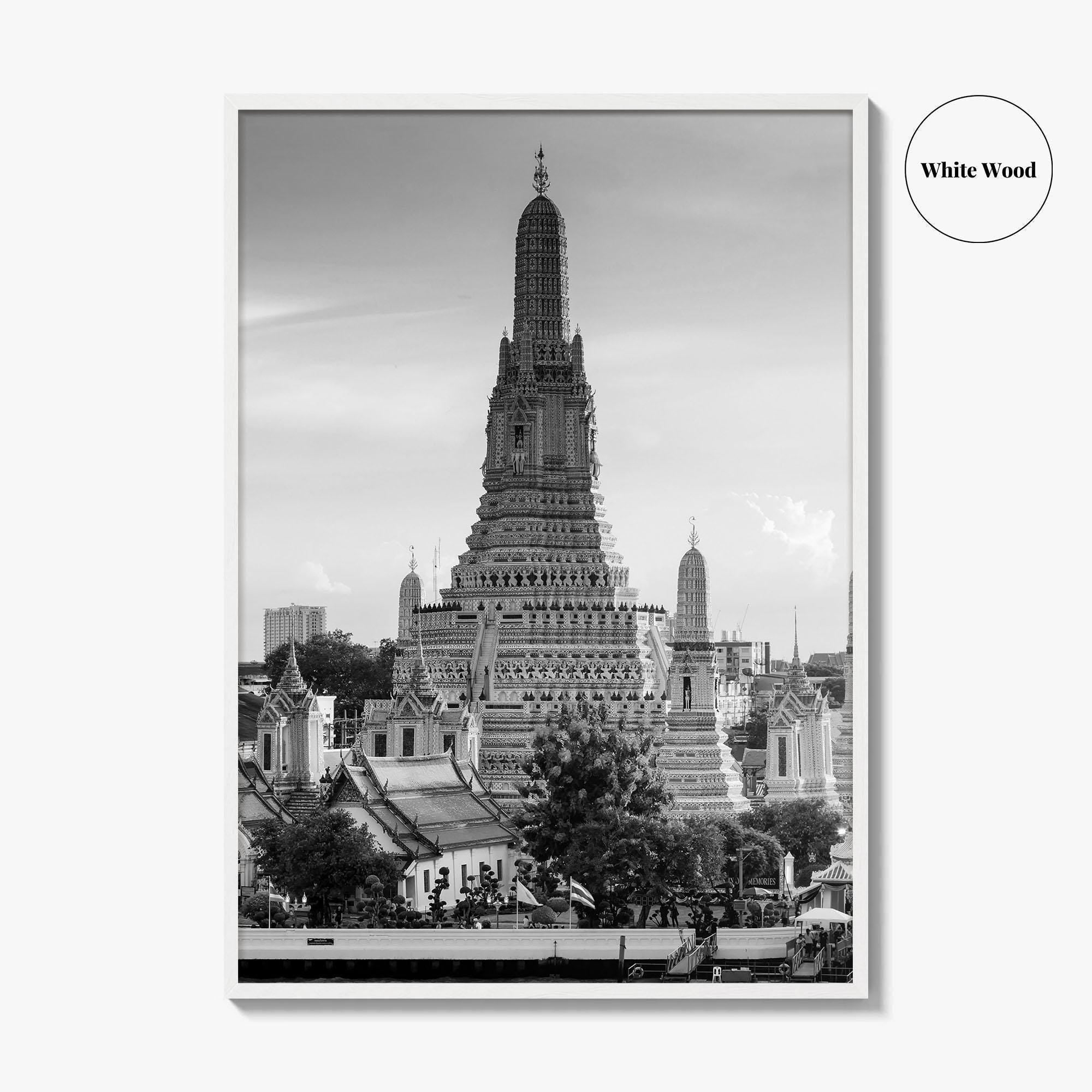 Bangkok Black and White Fine Art Photo Print, Wat Arun Temple Poster, Thailand Poster